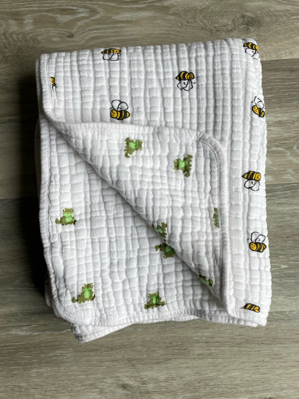 Aden + Anais Baby Muslin Blanket with Bee and Frog Print 45”x45”